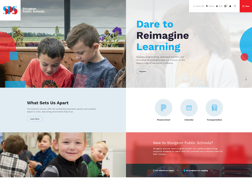 Sturgeon Public Schools website screenshot