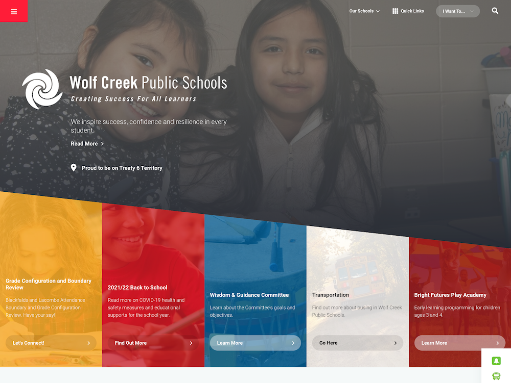 Wolf Creek Public Schools website screenshot